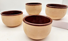 Set 4 USA Tan Brown Small 2x4 Bowl Vintage Stoneware Clay Pottery Crock Ramikens picture