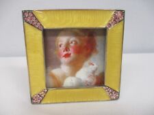 SIGNED JAY STRONGWATER LELAND YELLOW ENAMEL w PINK CRYSTALS PICTURE FRAME 2 3/4