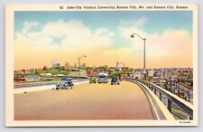 1930s Inter-city Viaduct Bridge Kansas City Missouri & Kansas MO KS Postcard picture