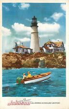 Postcard 1955 Johnson ouboard motor advertising Lighthouse 23-12757 picture