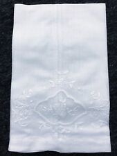 6 Pieces Fine Linen Handmade Embroidered White Guest Towel 14x22