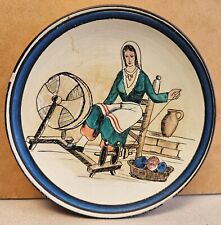 Vintage GREEK WOMAN Spinning Wheel Hand Painted 5