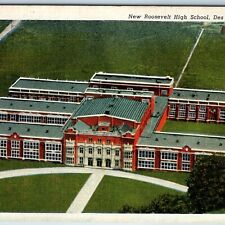 c1940s Des Moines, IA New Roosevelt High School Linen from Hyman's Store CT A197 picture