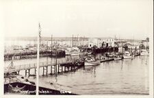 WESTPORT WASHINGTON DOCKS + BOATS + FISHERMAN'S CO-OP RPPC Photo Postcard c1940s picture