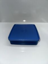 Tupperware sandwich keeper #671 made in USA. Clear With Royal Blue Lid GUC. picture