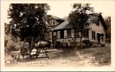 Sayner WI One of Phil Bucks Cottages Woman on Swing Postcard Wisconsin RPPC #4 picture