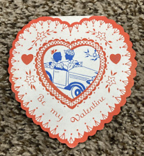 Vintage Valentines Day Card Folded Boy Girl in Car A Spark Plug Starts The Motor picture