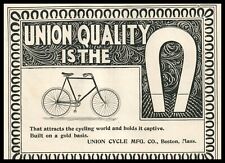 1896 Union Cycle Mfg. Bicycle Engraved Ad Horseshoe Plumes Magnetic 8899 picture
