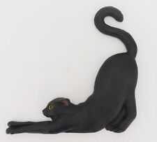 Wood Black Cat Wall Plaque Stretching Feline 3 Dimensional Wall Art 11