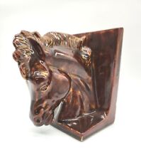 Vtg Ceramic Horse Head Bookend Brown picture
