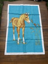Vintage Irish Cabin Linens Curiosity 20”x30”Horse tapestry picture