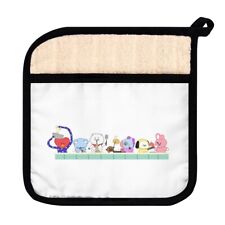 BTS - BT21White pot holder with pocket featuring BT21 characters  picture