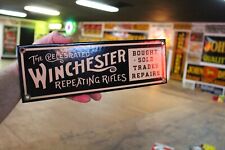 WINCHESTER REPEATING RIFLES BOUGHT SOLD REPAIRS DEALER PORCELAIN METAL SIGN picture