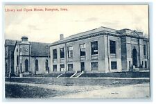 c1910's Library And Opera House Hampton Iowa IA Unposted Antique Postcard picture