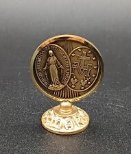 BEAUTIFUL MIRACOLOUS ROUND BRONZE MEDAL MOUNTED ON FOOT STAND, ONE SIDE 1988 v/g picture