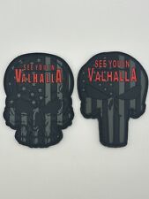 2 PIECE See You Valhalla Skull Odin Viking Patch PVC picture