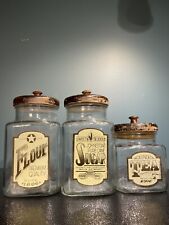 Vintage White Star Flour Mason jar Anchor Hawking .Set  Of 3 picture