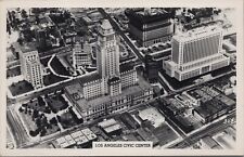 RPPC Aerial c50's Los Angeles Civic Center Downtown Buildings Streets Cars UNP picture