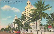PALATIAL OCEAN FRONT HOTELS SKYLINE POSTCARD MIAMI BEACH FL FLORIDA 1946 picture