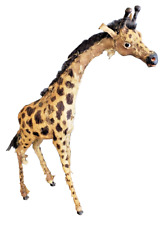 Antique Creepy Giraffe Figurine, Real Fur/Leather Covered Animal Figurine 16