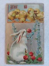 Antique Embossed Easter Postcard 1910s Rabbit Chick's One Cent Washington picture