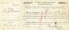 West Side and Yonkers Railway Co. - dated 1880's New York Railroad Stock Certifi picture