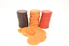 Vintage Bakelite Catalin 74 Poker Chips Butterscotch Red Swirl Marbled picture