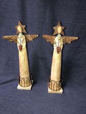 2 Wooden Country Folk Art Angels 10