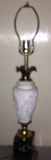 Vintage Black Marble Brass White Plaster Table Lamp Grecian Design picture