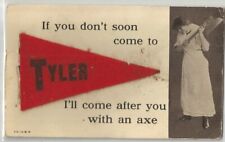 Tyler, MN Minnesota 1912 Postcard, Greetings From type with Felt Pennant picture