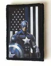Captain America Thin Blue Line Morale Patch Tactical Military Flag USA Police picture