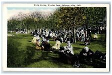c1920 Early Spring Wheeler Park Sitting Grass Oklahoma City Oklahoma OK Postcard picture