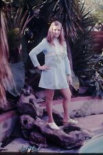 1975 candid of cute girl in blue dress Vintage 35mm Film SLIDE A6f4 picture