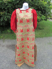 Vintage  Womens Asian Oriental  Dress Red Tapestry  Red Gold Green Halloween picture
