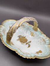 Beautiful Limoges France Gold Rose With Gold Trim Dish W/Handle picture