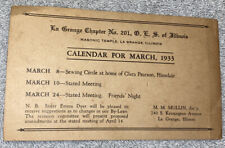 Vtg La Grange Chapter No. 201 O.E.S. of Illinois Masonic Temple 1933 Ephemera  picture