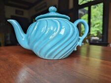 Vintage Franciscan Coronado Swirl Aqua Turquoise Glossy Teapot, 1940s picture