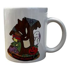 Vintage 90’s Halloween Spooky Ghost Pumpkin Bats 12oz. Coffee Tea Mug 1990’s picture