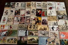 Big~LOT OF 66 Old~COMIC  funny~HUMOR Vintage 1900s~POSTCARDS-All In Sleeves-h233 picture
