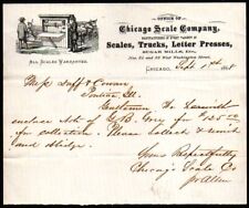 1868 IL - Chicago Scale Co - Trucks - Letter Presses - Rare Letter Head Bill picture