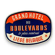 Grand Hotel Boulevards Liege Belgique Belgium Scarce Early Vintage Luggage Label picture