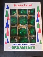 VINTAGE SANTA LAND GREEN GLASS CHRISTMAS ORNAMENTS picture