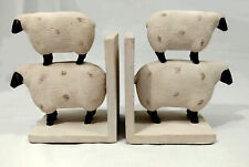 VINTAGE BOOKENDS Farmhouse Polystone Stacked Sheep picture