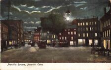 Franklin Square Norwich Conn. Night Scene Trolly Carriages c.1902 RPPC A363 picture