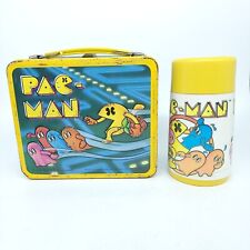 Vintage 1980s Pac-Man Metal Lunch Box & Thermos Bally Midway/ Aladdin picture