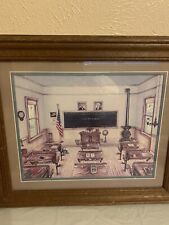 VTG Home Interiors Framed Matted Pic Old One Room School 20x17