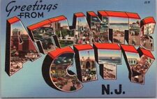 c1940s ATLANTIC CITY New Jersey Large Letter Postcard Multi-View / Tichnor Linen picture