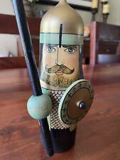 Vintage Russian USSR  Soviet Nesting Doll  Warrior Soldier Green With Sword picture