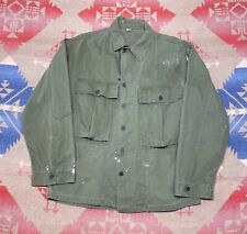 Vintage 1940s US Army M43 HBT Cotton Shirt Herringbone Twill WWII 13 Star 38R picture