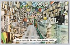Postcard Mexico Nogales Tony's Curios Interior Leather Goods Vintage picture